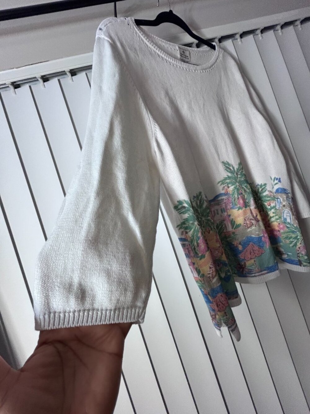 Women's Appleseeds Tropical Border-Print Summer Sweater Size XL Like New - Picture 7 of 10